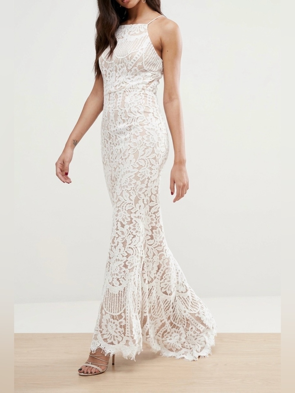 JARLO Engagement Graduation Ariel High Neck Crochet Guipure Lace Dress sz 8